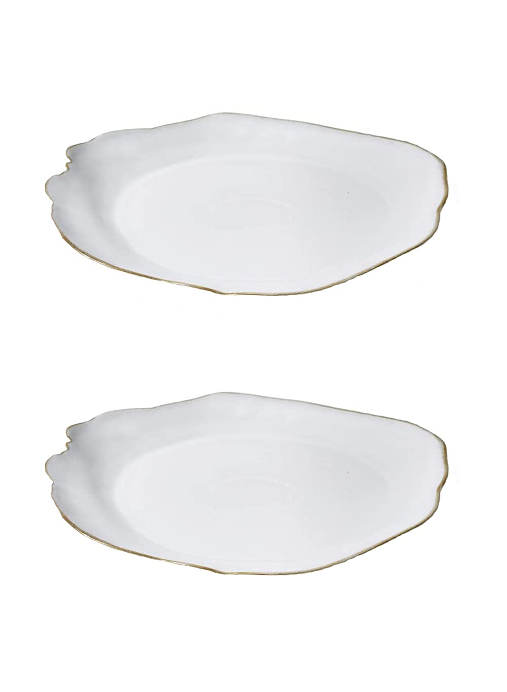 Serene Spaces Living Small Free-Form Edge Glazed Ceramic Bowl, Centerpiece for Vintage Weddings, Events, Measures 6" Long, 5.5" Wide, 2.75" Tall