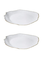 Serene Spaces Living Small Free-Form Edge Glazed Ceramic Bowl, Centerpiece for Vintage Weddings, Events, Measures 6" Long, 5.5" Wide, 2.75" Tall