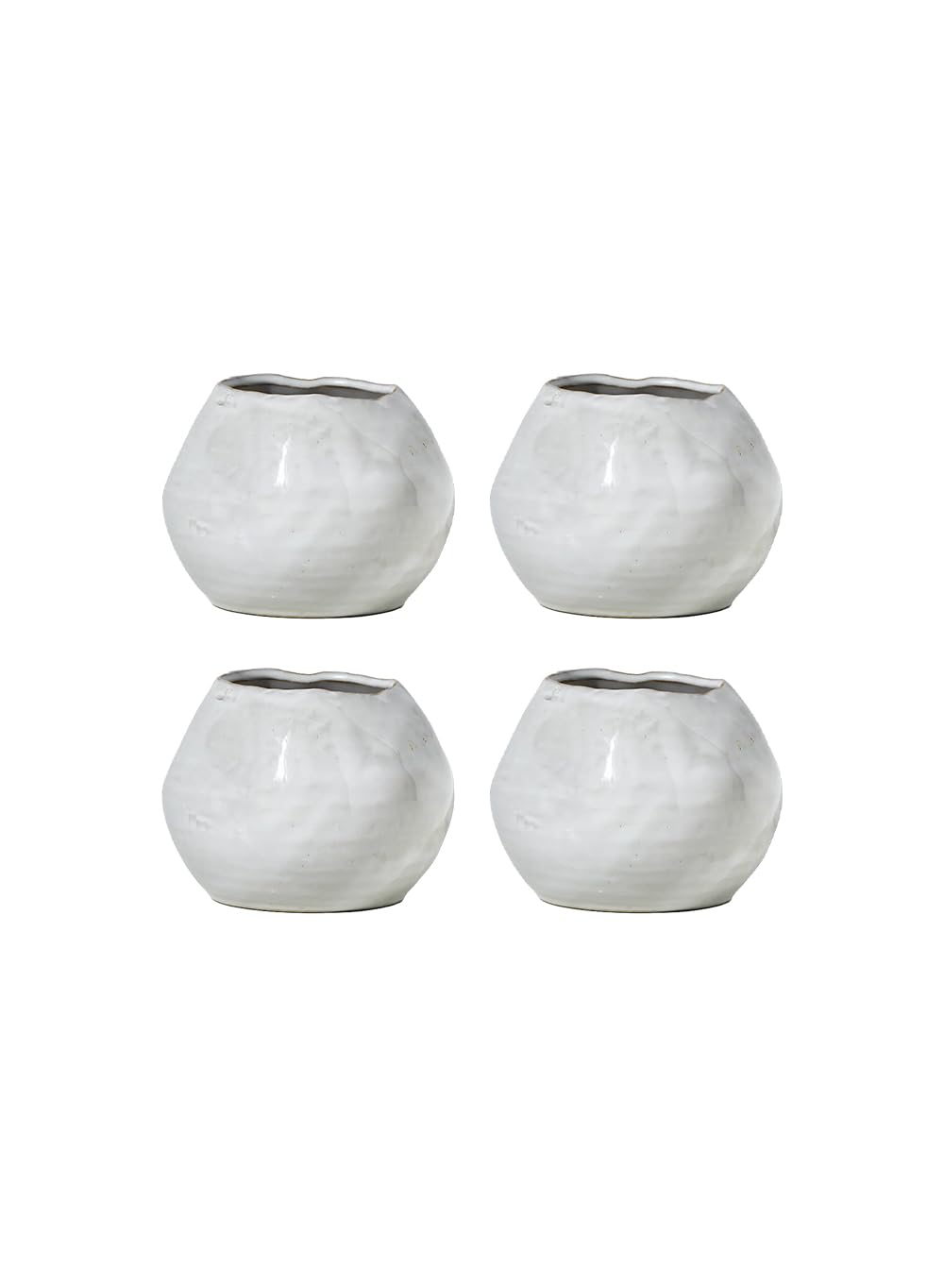 Serene Spaces Living Small Free-Form Edge Glazed Ceramic Bowl, Centerpiece for Vintage Weddings, Events, Measures 6" Long, 5.5" Wide, 2.75" Tall