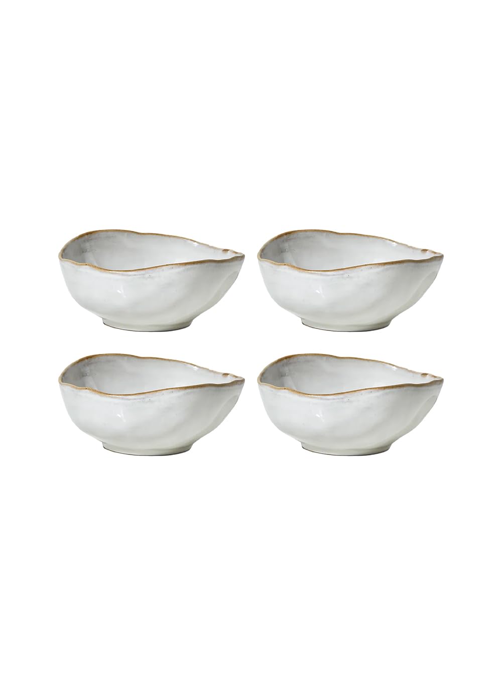 Serene Spaces Living Small Free-Form Edge Glazed Ceramic Bowl, Centerpiece for Vintage Weddings, Events, Measures 6" Long, 5.5" Wide, 2.75" Tall
