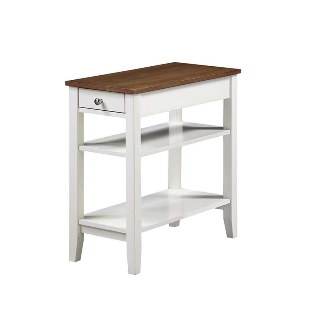Convenience Concepts American Heritage Chairside End Table with Drawer 23.5" - Classic Living Room Table with Storage Shelf, Bedroom Nightstand, Cherry
