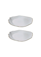 Serene Spaces Living Small Free-Form Edge Glazed Ceramic Bowl, Centerpiece for Vintage Weddings, Events, Measures 6" Long, 5.5" Wide, 2.75" Tall