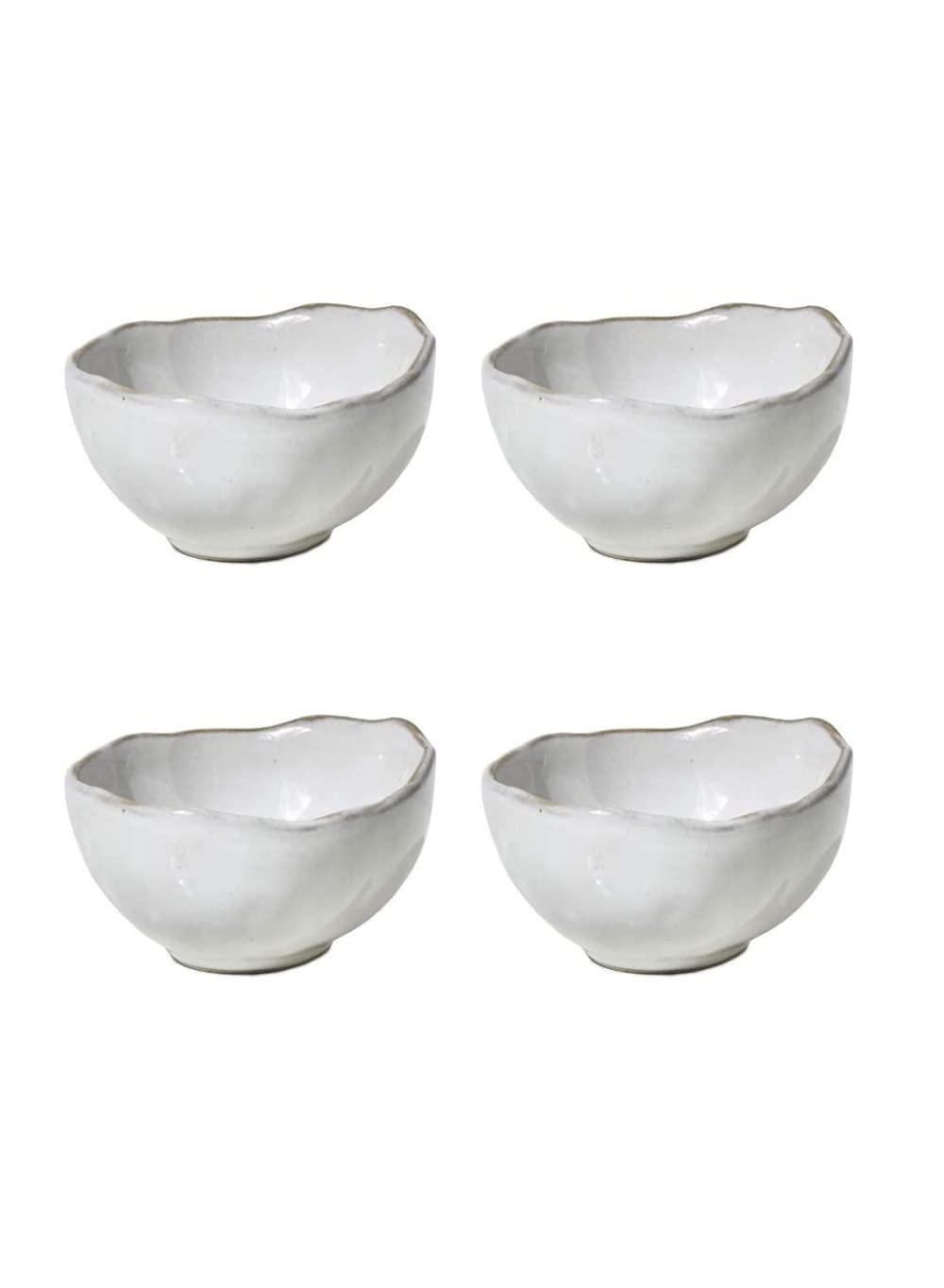 Serene Spaces Living Small Free-Form Edge Glazed Ceramic Bowl, Centerpiece for Vintage Weddings, Events, Measures 6" Long, 5.5" Wide, 2.75" Tall