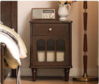 GVAwood Black Walnut, Poplar Solid Wood American Retro Nightstand 16.5x15.7x22.8 inch / 42x40x58cm / Dark Walnut Color/Poplar Solid Wood Left-Hand Door Nightstand