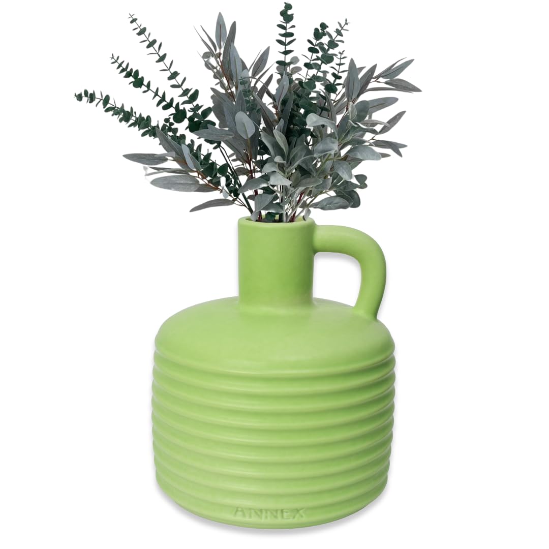 Annex Large Ceramic Handmade Bud Vase, Perfect for Pampas Grass, Book Vase for Flowers, Boho Room Decor for Home, Table, Shelf, Floor, Centerpiece or Book Display