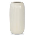 Ceramic Vase for Flowers – Modern Small Ribbed Textured Flower Vase for Home Decor, Pampas Grass, Decorative, Farmhouse, Coffee Table, Kitchen Centerpieces, Bookshelf and Home Living (White)
