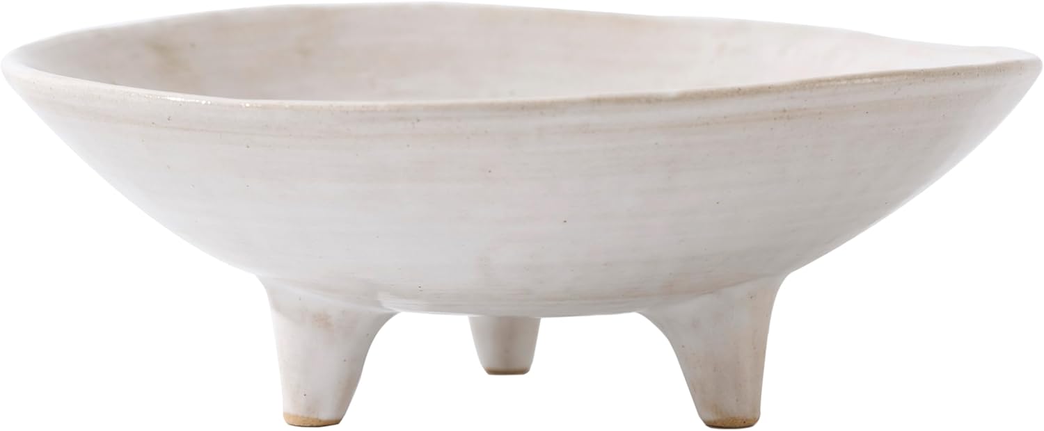 6" Small Decorative Bowl, Multi-Purpose Decorative Bowls for Keys, Candy and Home Decor, Ceramic Bowl （Retro White）