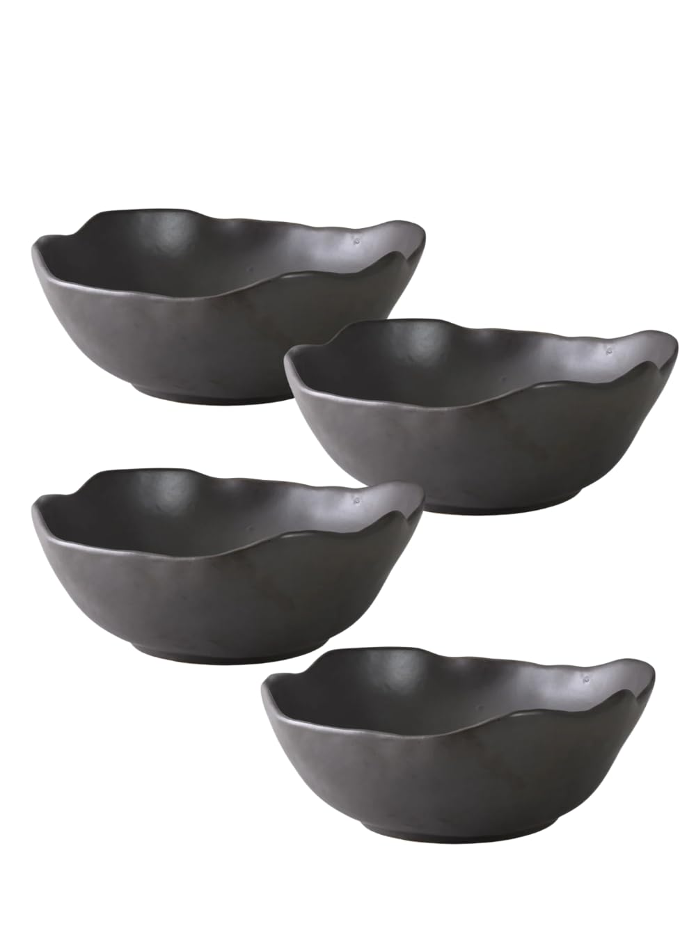 Serene Spaces Living Small Free-Form Edge Glazed Ceramic Bowl, Centerpiece for Vintage Weddings, Events, Measures 6" Long, 5.5" Wide, 2.75" Tall