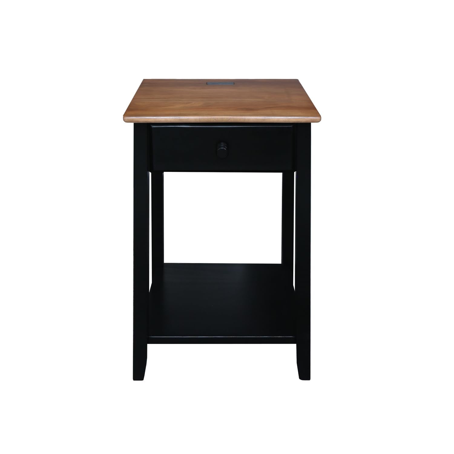 Casual Home Owl Night Stand with USB Port Charging Station and Drawer, 17.5"W x 14.25"D x 24.5"H, Warm Brown