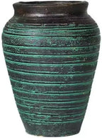 Handmade Rustic Ceramic Flower Vase, Classic Farmhouse Vases for Home Living Room Bedroom Office Table Kitchen Shelf Decor (Green)