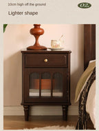 GVAwood Black Walnut, Poplar Solid Wood American Retro Nightstand 16.5x15.7x22.8 inch / 42x40x58cm / Dark Walnut Color/Poplar Solid Wood Left-Hand Door Nightstand