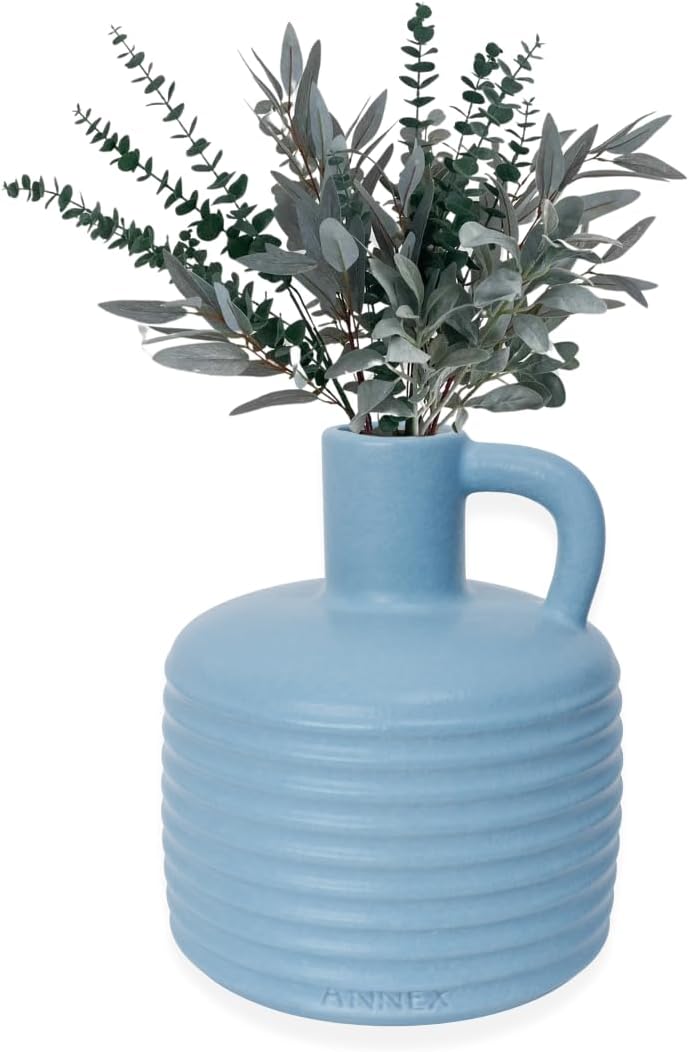 Annex Large Ceramic Handmade Bud Vase, Perfect for Pampas Grass, Book Vase for Flowers, Boho Room Decor for Home, Table, Shelf, Floor, Centerpiece or Book Display