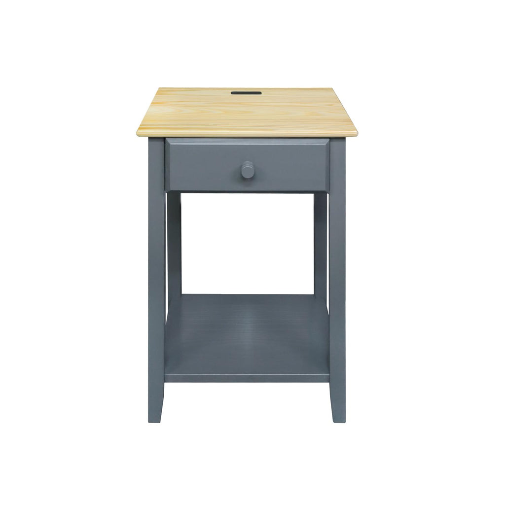 Casual Home Owl Night Stand with USB Port Charging Station and Drawer, 17.5"W x 14.25"D x 24.5"H, Warm Brown