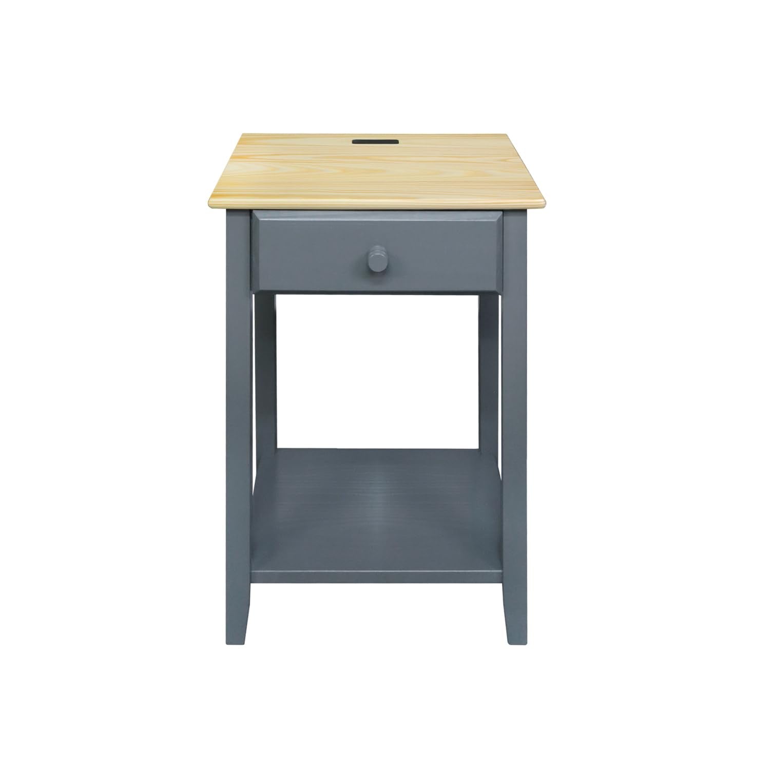 Casual Home Owl Night Stand with USB Port Charging Station and Drawer, 17.5"W x 14.25"D x 24.5"H, Warm Brown