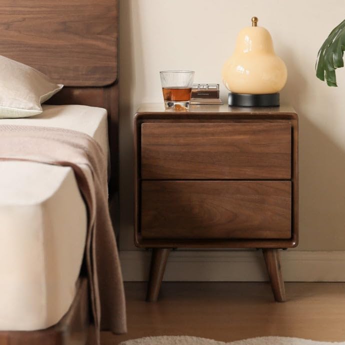 GVAwood Black Walnut, South American Walnut, White Ash, Oak, Red Zebrawood Solid Wood Classic Nightstand. 19.6x13.8x18.5 inch / 50x35x47cm / Natural Wood Color/White Ash Solid Wood 0.5m Nightstand