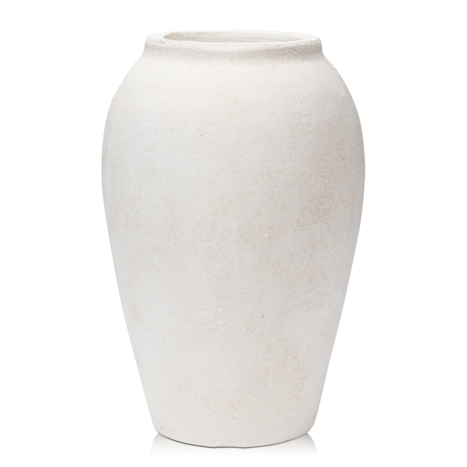 Handmade Flower Vase, 9.6" Tall Terracotta Vase, Vintage Ceramic vase, Rustic Antique Vase Décor, Wide Mouth, Matte Finish for Home Office Resto Café Décor