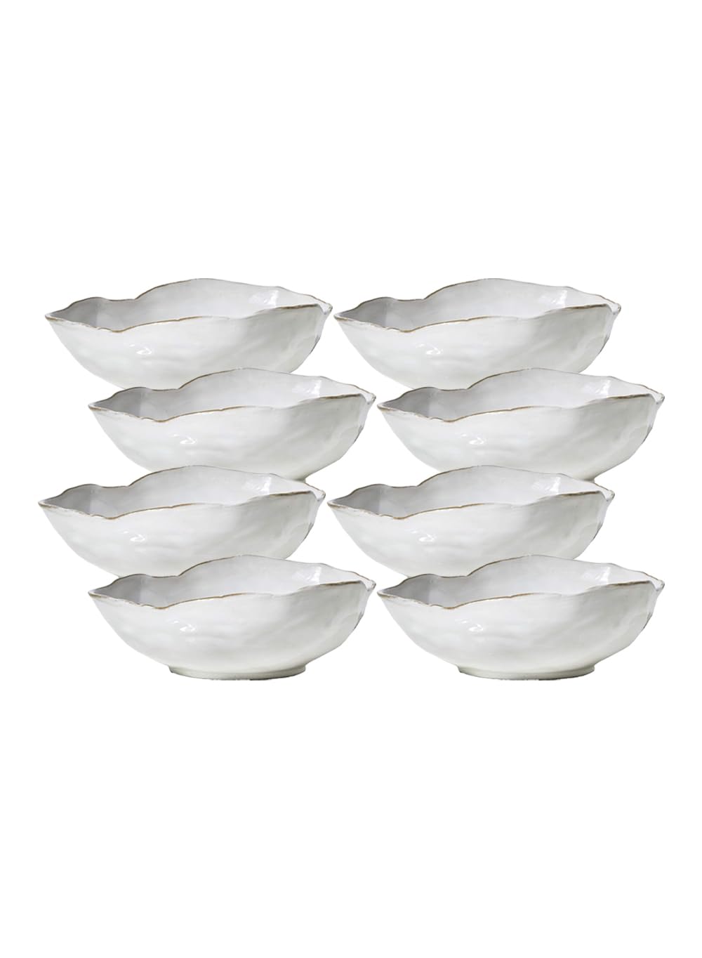 Serene Spaces Living Small Free-Form Edge Glazed Ceramic Bowl, Centerpiece for Vintage Weddings, Events, Measures 6" Long, 5.5" Wide, 2.75" Tall