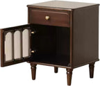 GVAwood Black Walnut, Poplar Solid Wood American Retro Nightstand 16.5x15.7x22.8 inch / 42x40x58cm / Dark Walnut Color/Poplar Solid Wood Left-Hand Door Nightstand