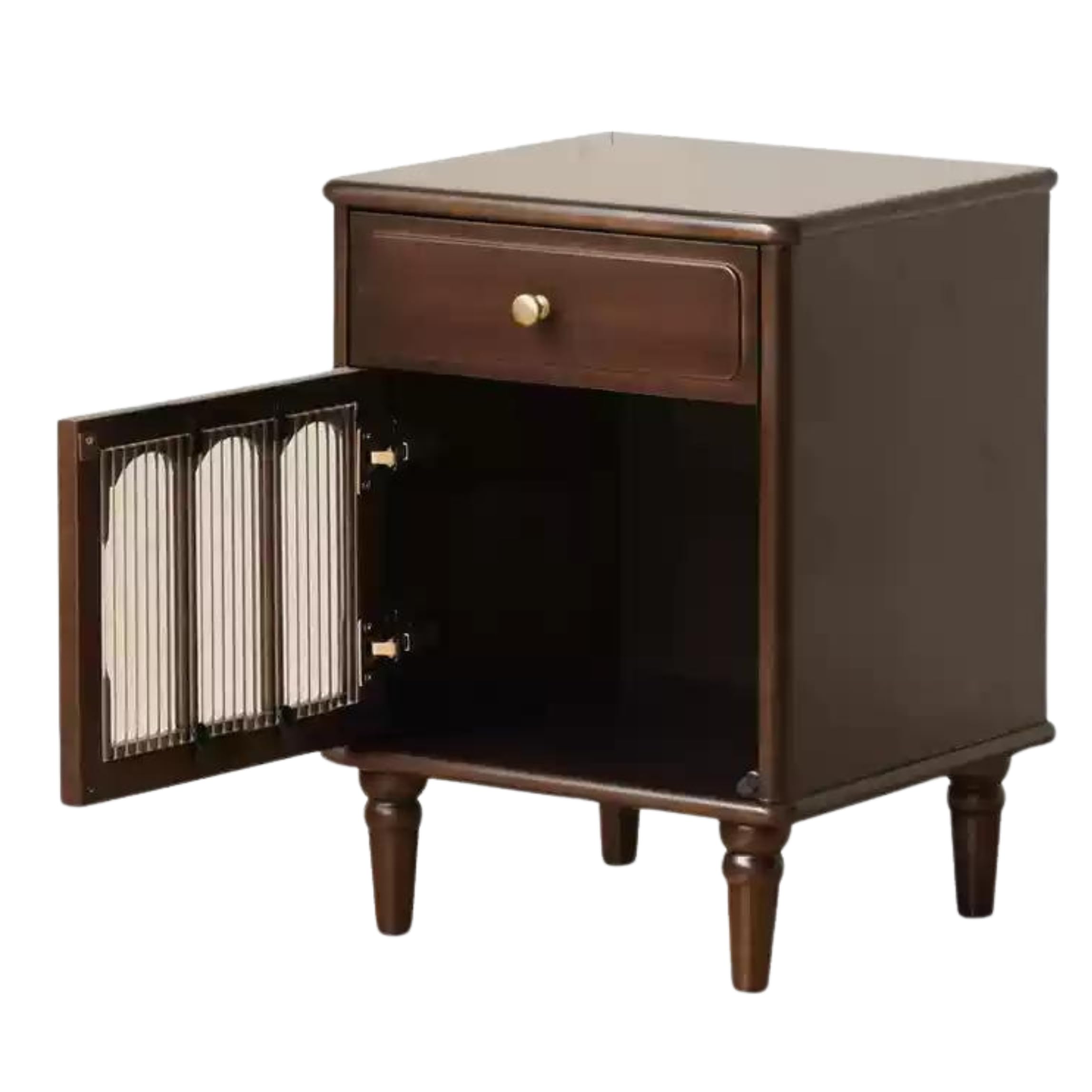 GVAwood Black Walnut, Poplar Solid Wood American Retro Nightstand 16.5x15.7x22.8 inch / 42x40x58cm / Dark Walnut Color/Poplar Solid Wood Left-Hand Door Nightstand