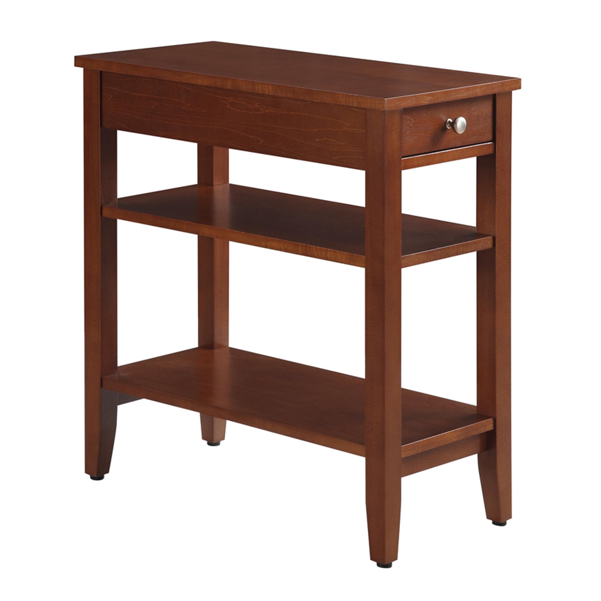 Convenience Concepts American Heritage Chairside End Table with Drawer 23.5" - Classic Living Room Table with Storage Shelf, Bedroom Nightstand, Cherry