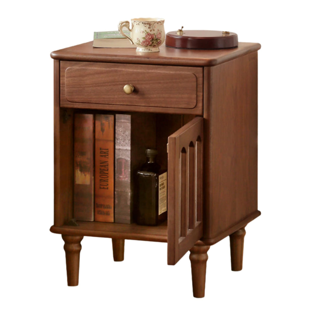 GVAwood Black Walnut, Poplar Solid Wood American Retro Nightstand 16.5x15.7x22.8 inch / 42x40x58cm / Dark Walnut Color/Poplar Solid Wood Left-Hand Door Nightstand