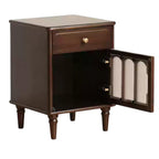GVAwood Black Walnut, Poplar Solid Wood American Retro Nightstand 16.5x15.7x22.8 inch / 42x40x58cm / Dark Walnut Color/Poplar Solid Wood Left-Hand Door Nightstand