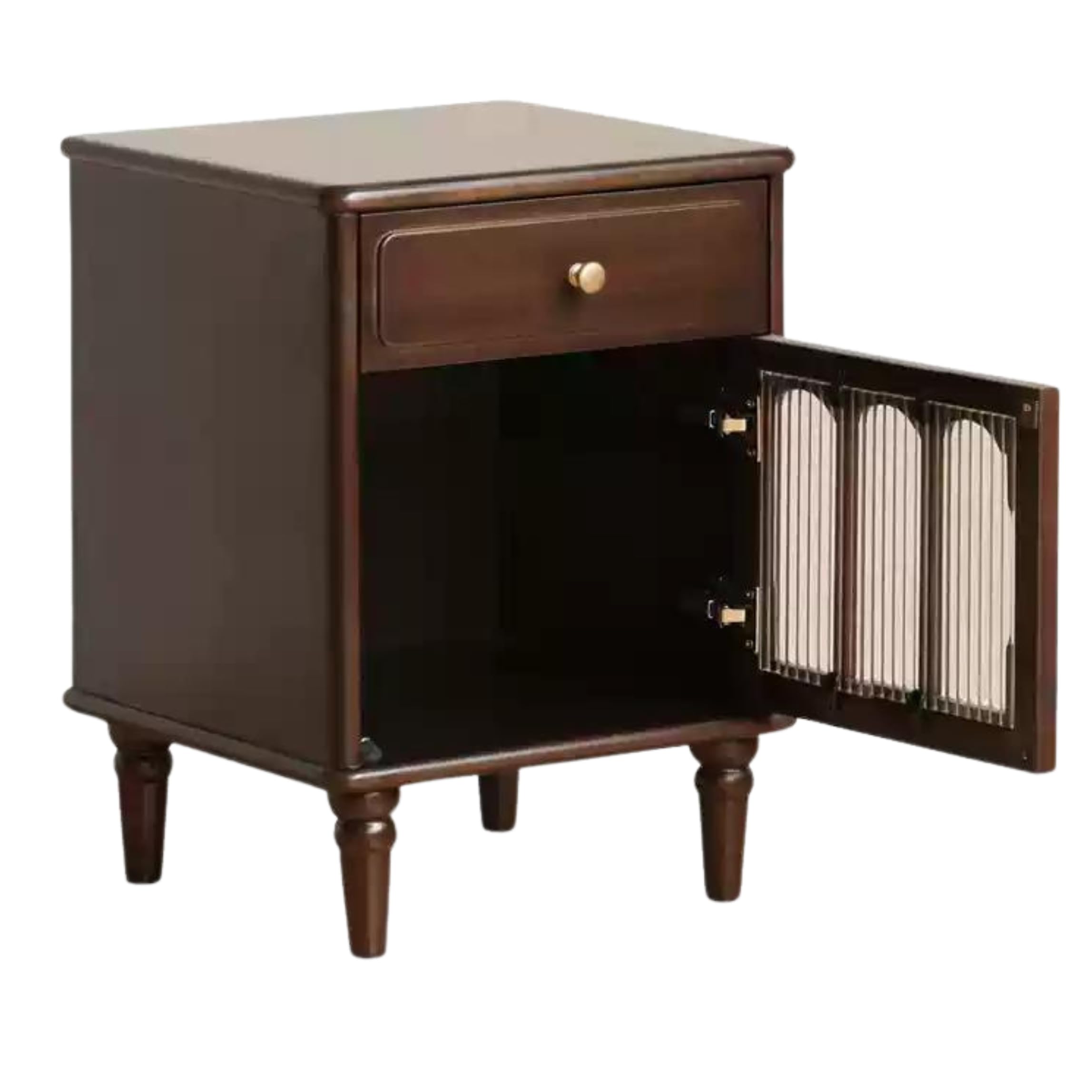 GVAwood Black Walnut, Poplar Solid Wood American Retro Nightstand 16.5x15.7x22.8 inch / 42x40x58cm / Dark Walnut Color/Poplar Solid Wood Left-Hand Door Nightstand