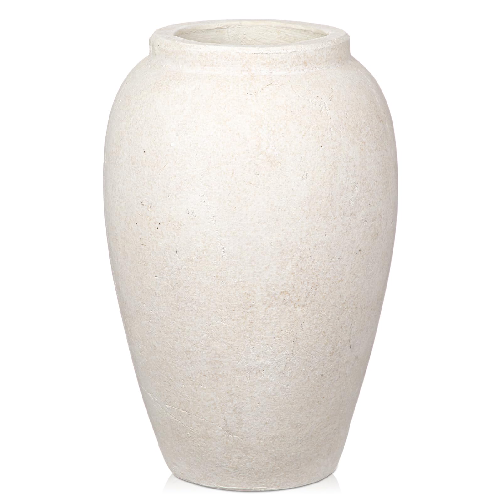 Handmade Flower Vase, 9.6" Tall Terracotta Vase, Vintage Ceramic vase, Rustic Antique Vase Décor, Wide Mouth, Matte Finish for Home Office Resto Café Décor