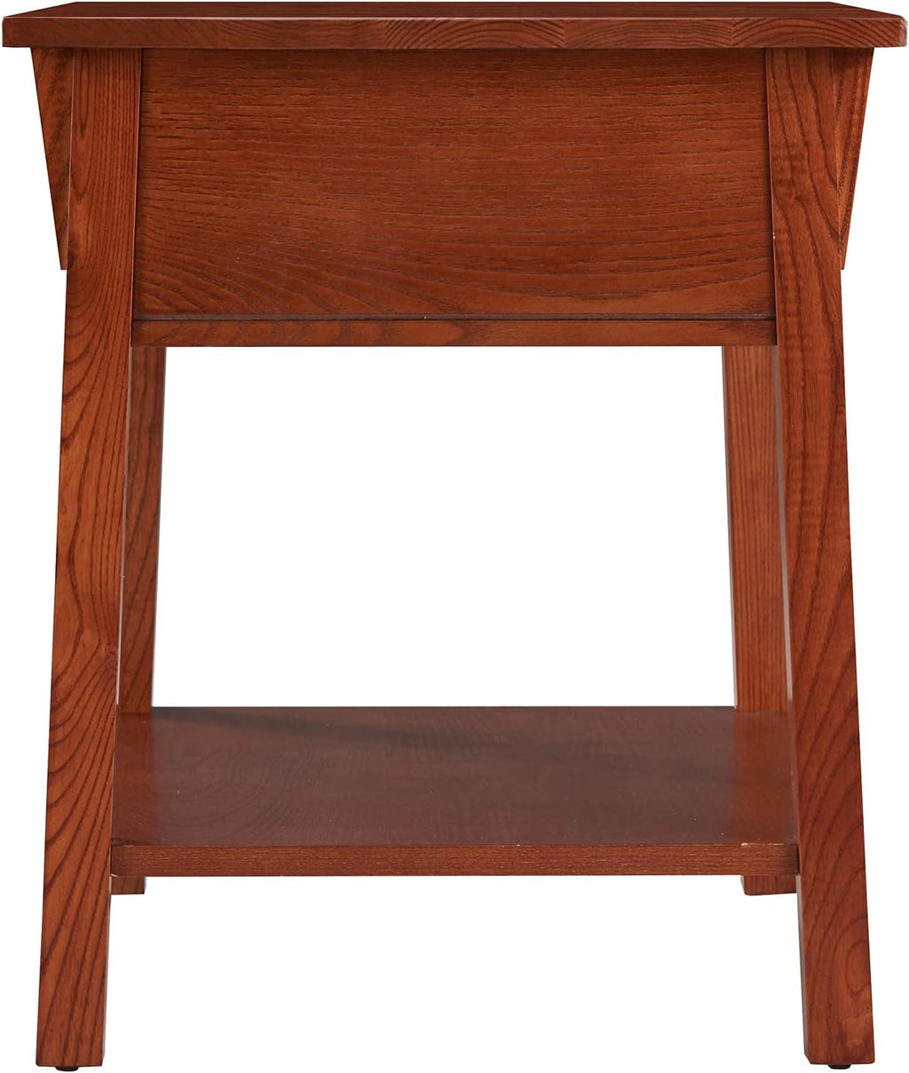 Leick Home Mission End Table, Solid Wood, 1 Storage Drawer, Secret Compartment, Bottom Display Shelf, Easy-Assembly, For Living Room/Bedroom, Russet, 24.0 in. L x 20.0 in. W x 24.0 in. H, 9066-SC