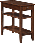 Convenience Concepts American Heritage Chairside End Table with Drawer 23.5" - Classic Living Room Table with Storage Shelf, Bedroom Nightstand, Cherry