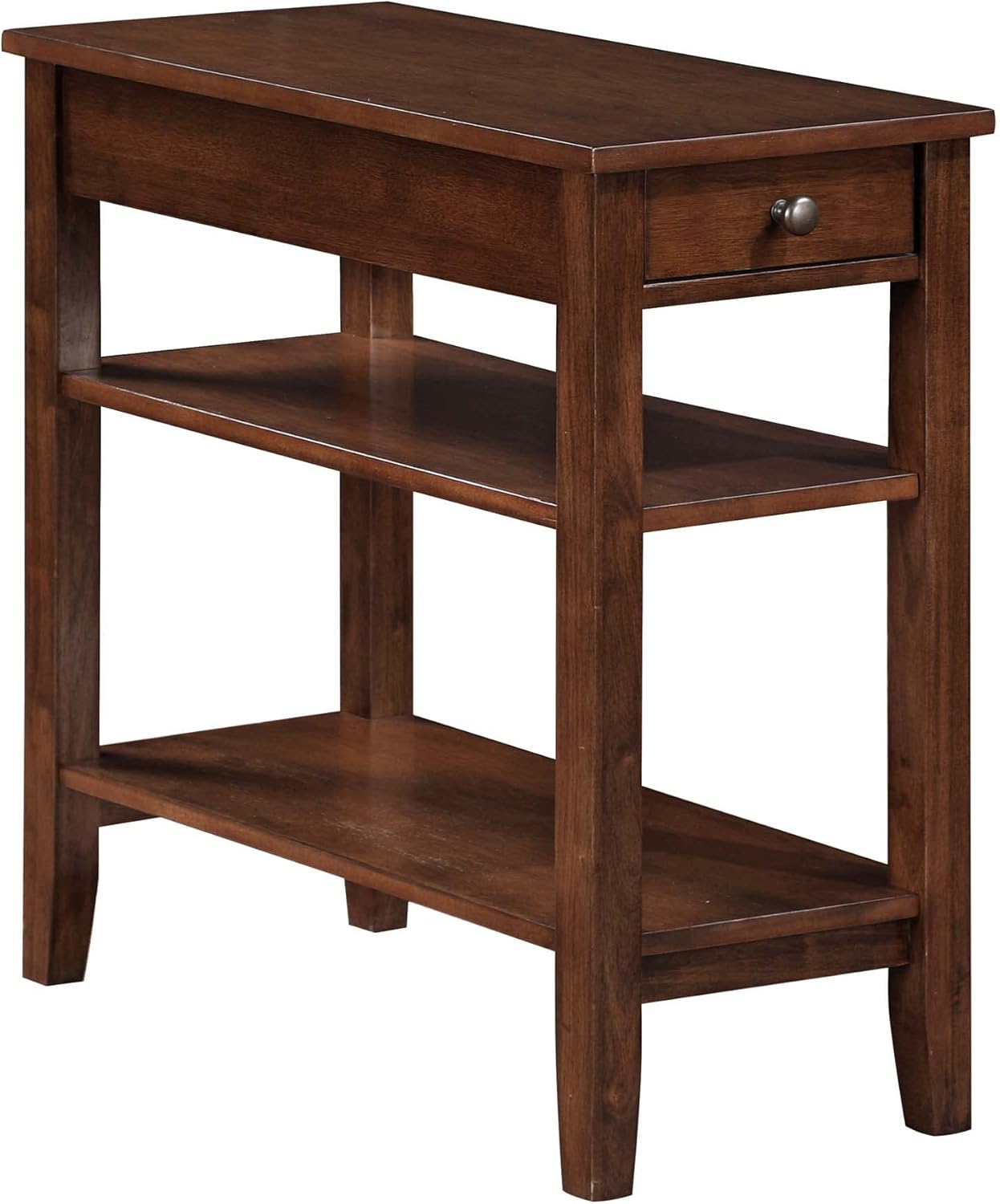 Convenience Concepts American Heritage Chairside End Table with Drawer 23.5" - Classic Living Room Table with Storage Shelf, Bedroom Nightstand, Cherry