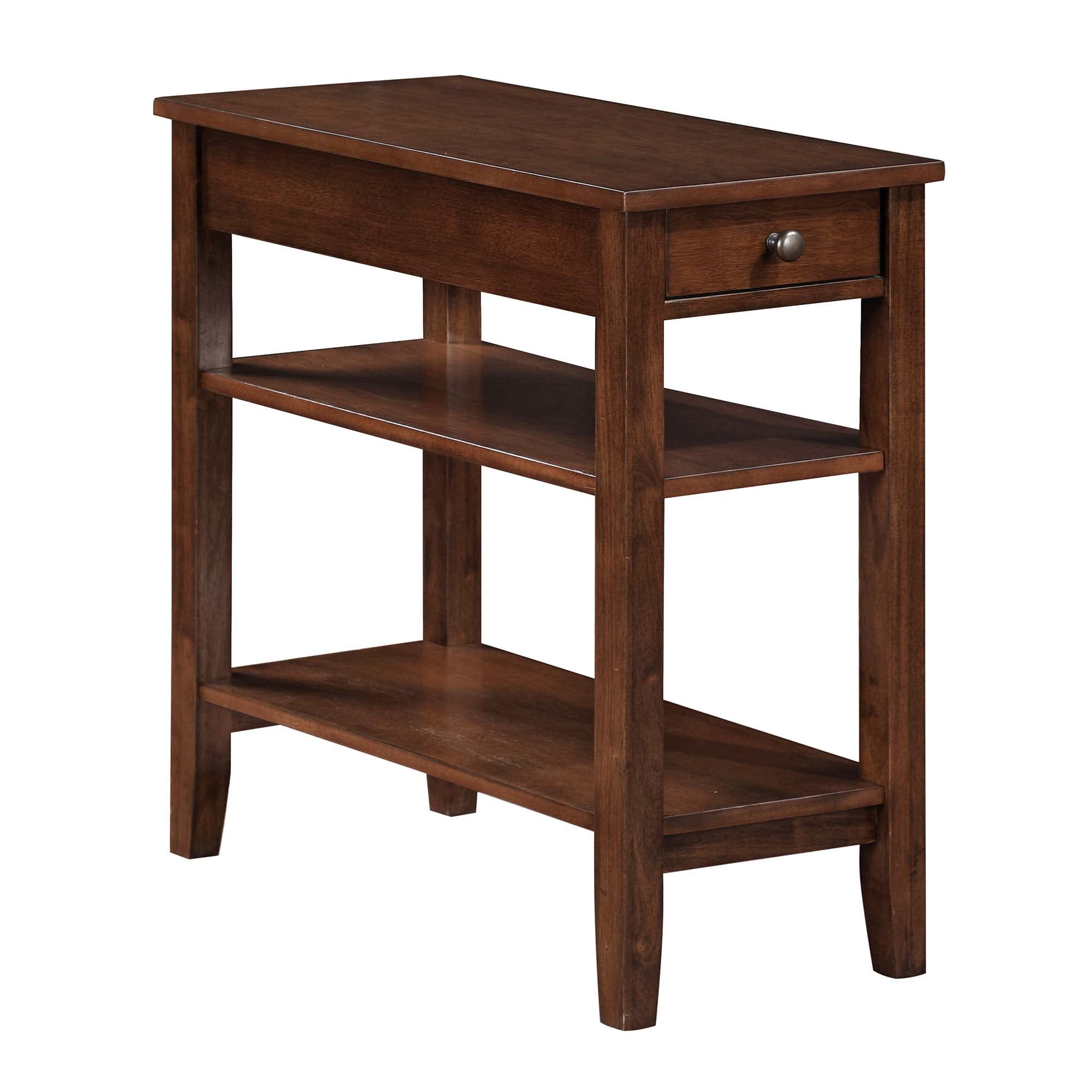 Convenience Concepts American Heritage Chairside End Table with Drawer 23.5" - Classic Living Room Table with Storage Shelf, Bedroom Nightstand, Cherry