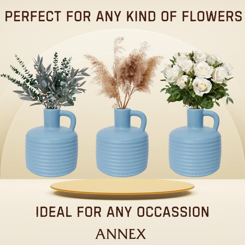 Annex Large Ceramic Handmade Bud Vase, Perfect for Pampas Grass, Book Vase for Flowers, Boho Room Decor for Home, Table, Shelf, Floor, Centerpiece or Book Display