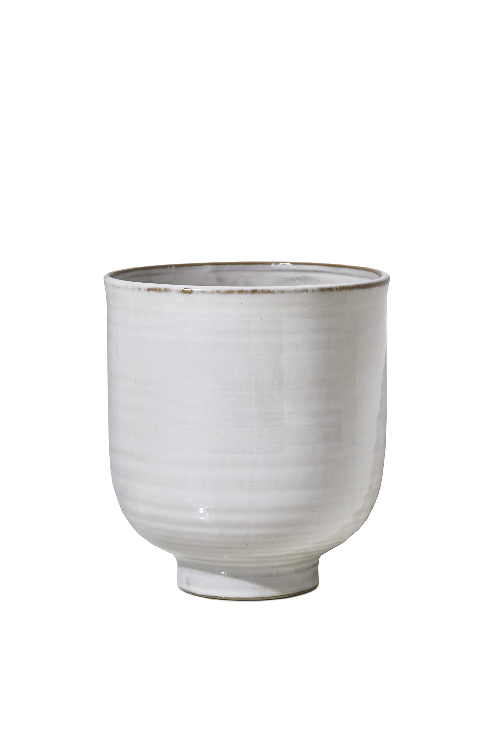 Serene Spaces Living Small Free-Form Edge Glazed Ceramic Bowl, Centerpiece for Vintage Weddings, Events, Measures 6" Long, 5.5" Wide, 2.75" Tall