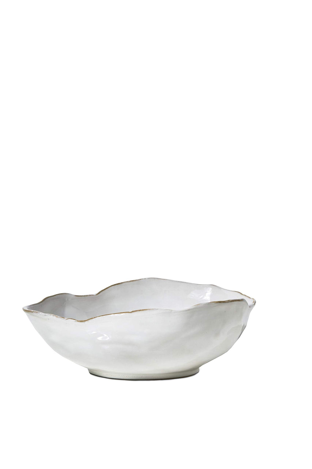 Serene Spaces Living Small Free-Form Edge Glazed Ceramic Bowl, Centerpiece for Vintage Weddings, Events, Measures 6" Long, 5.5" Wide, 2.75" Tall