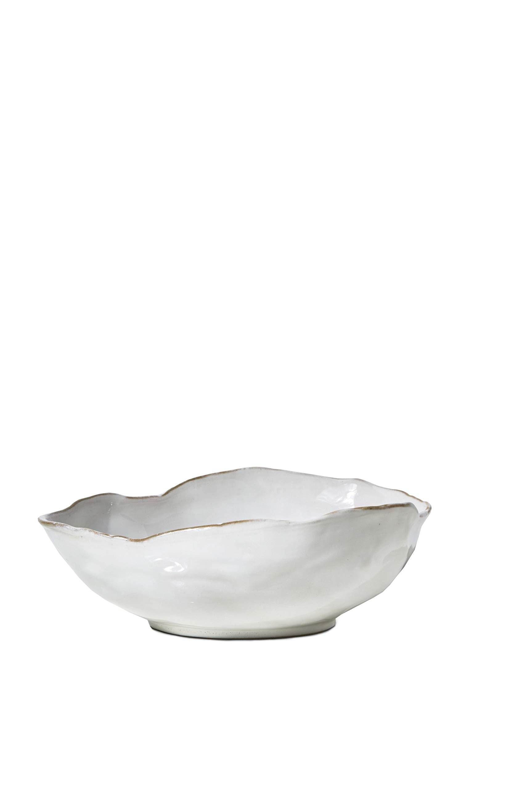 Serene Spaces Living Small Free-Form Edge Glazed Ceramic Bowl, Centerpiece for Vintage Weddings, Events, Measures 6" Long, 5.5" Wide, 2.75" Tall