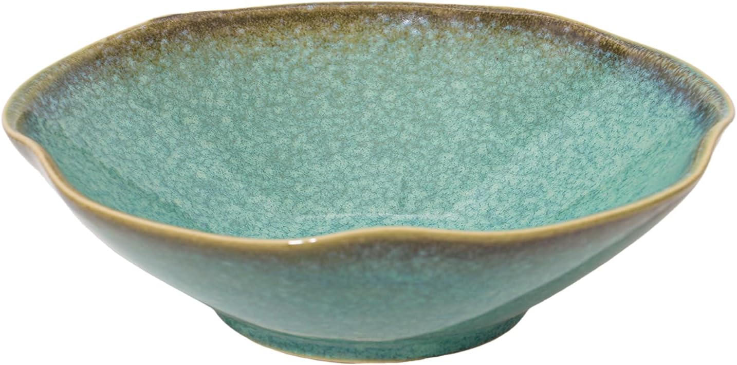 Decorative Bowl 7.6'' Ceramic, Ruffle Catch All Key Bowls for Entryway Table, Coffee Table Bowl Decor, Handcrafted Large Decorative Bowl, Pottery Purse Potpourri Bowl