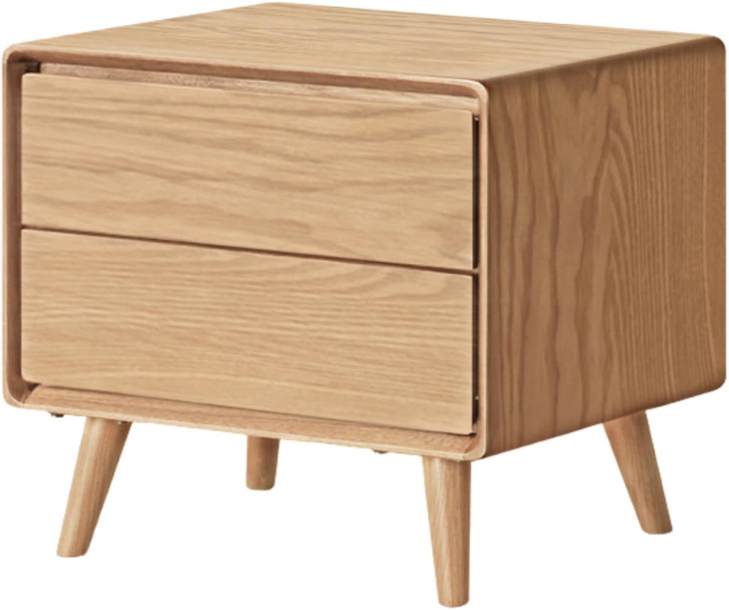 GVAwood Black Walnut, South American Walnut, White Ash, Oak, Red Zebrawood Solid Wood Classic Nightstand. 19.6x13.8x18.5 inch / 50x35x47cm / Natural Wood Color/White Ash Solid Wood 0.5m Nightstand