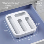YouCopia StoraBag Drawer Food Bags Dispenser, 4-Slot, Plastic Sandwich Bag Organizer for Kitchen Storage, White