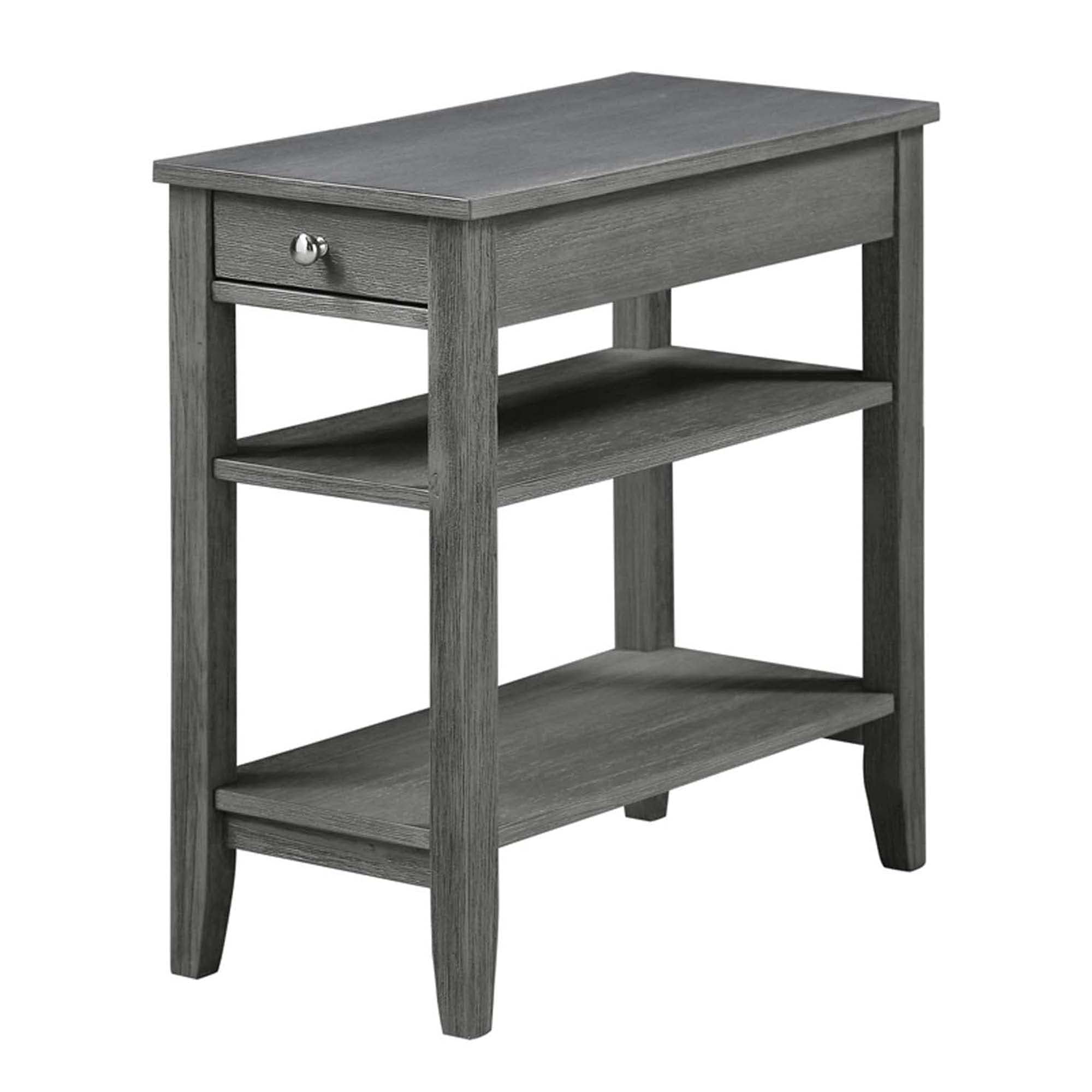 Convenience Concepts American Heritage Chairside End Table with Drawer 23.5" - Classic Living Room Table with Storage Shelf, Bedroom Nightstand, Cherry