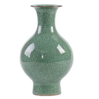 Chinese Ceramic Art Handmade Antique ice Crack Glaze vases Big China Porcelain Flower Bottle Vase for Home Decoration(Green)