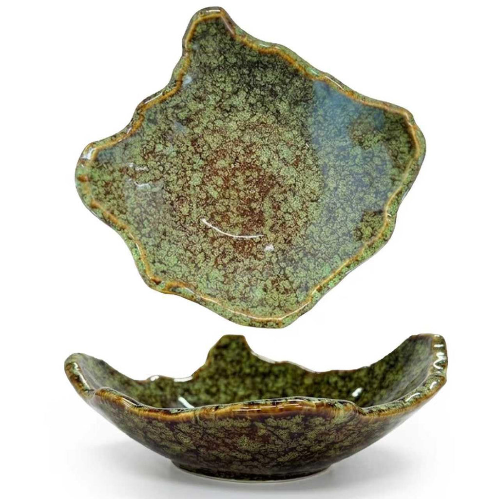 8" Small Ceramic Decorative Bowl 1 Pice – Irregular Rim Reactive Glaze Candy Bowl, Berry Bowl, Entryway Catchall, Japanese Style Fruit Dish for Tabletop or Home Decor (Blue)