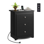WLIVE Tall Nightstand with Charging Station, Wood Night Stand with 3 Drawers Storage, Bedside Table End Side Tables with 2 USB Ports and Outlets for Bedroom, Closet, Espresso