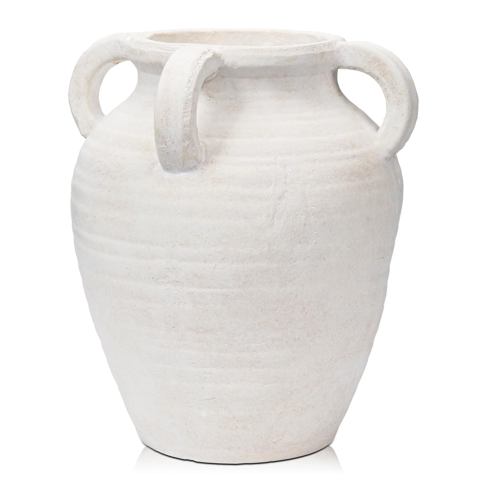 Handmade Flower Vase, 9.6" Tall Terracotta Vase, Vintage Ceramic vase, Rustic Antique Vase Décor, Wide Mouth, Matte Finish for Home Office Resto Café Décor