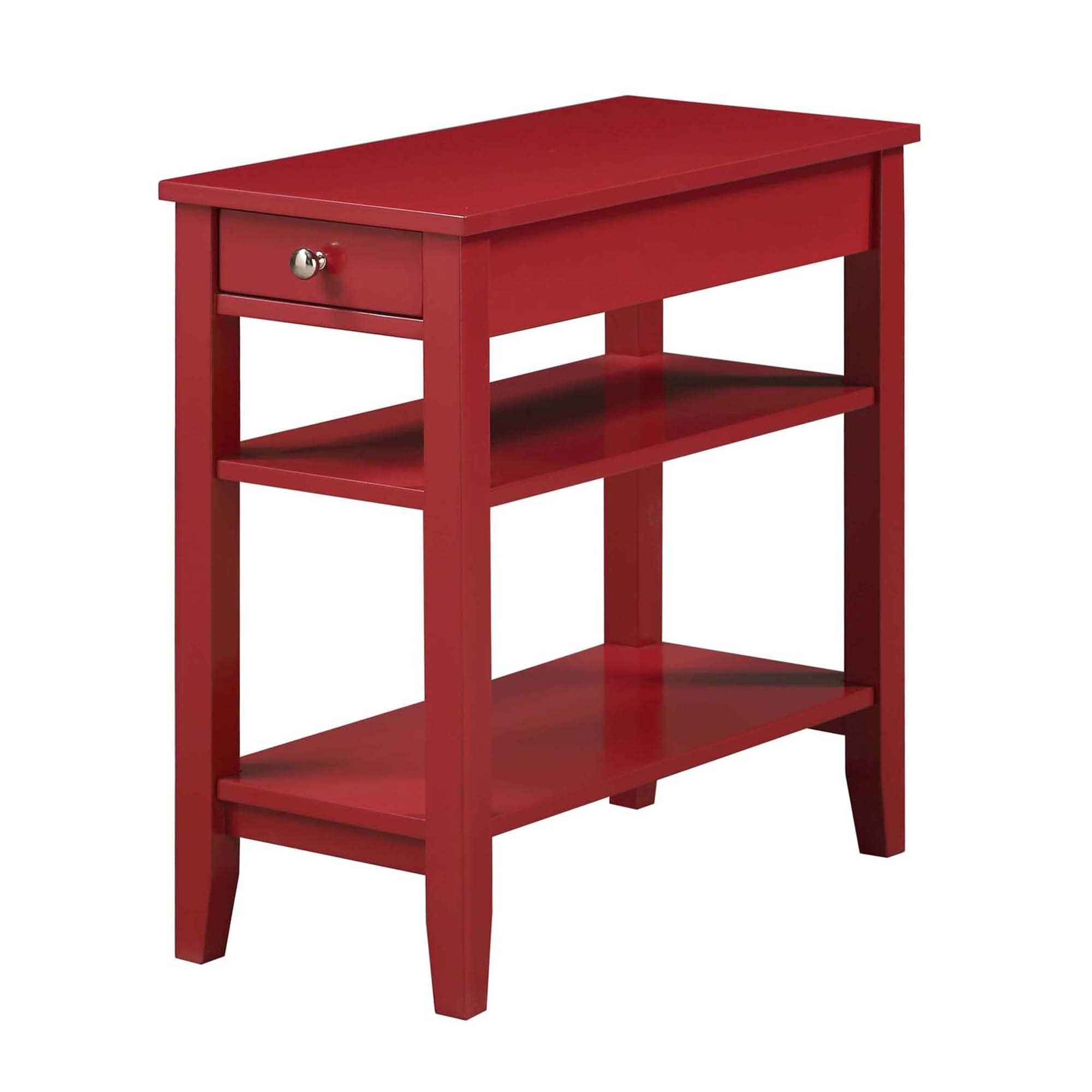 Convenience Concepts American Heritage Chairside End Table with Drawer 23.5" - Classic Living Room Table with Storage Shelf, Bedroom Nightstand, Cherry