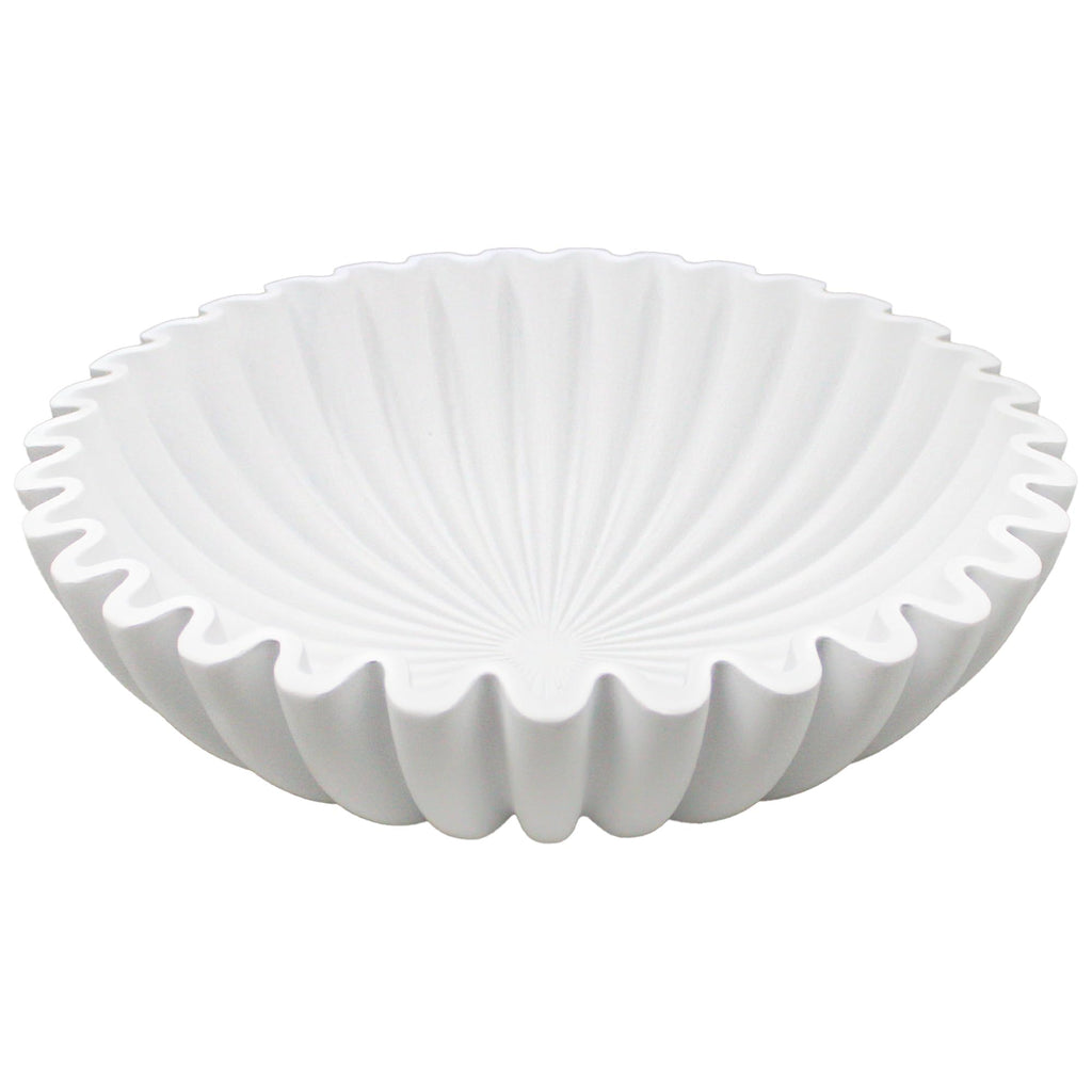 YMXYJM Large Decorative Bowl, Modern Handicraft Bowls for Home Decor, Fruit Bowl for Kitchen Counter, Ruffle Decor, Stylish Key Bowl for Entry Table, Artificial Stone Beige
