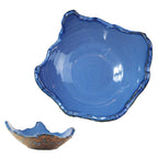 8" Ceramic Decorative Bowl，Irregular Rim Reactive Glaze Key Bowl For Entryway Table，Handcrafted Purse Catch All Bowls，Japanese Style Fruit Bowls For Tabletop or Home Decor