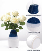 Ceramic Vase – 5.9” Tall Handmade Blue and White Glazed Pottery for Home Decor – Modern Asymmetrical Flower Vase for Living Room, Shelf, Table Centerpiece – 18oz / 500ml