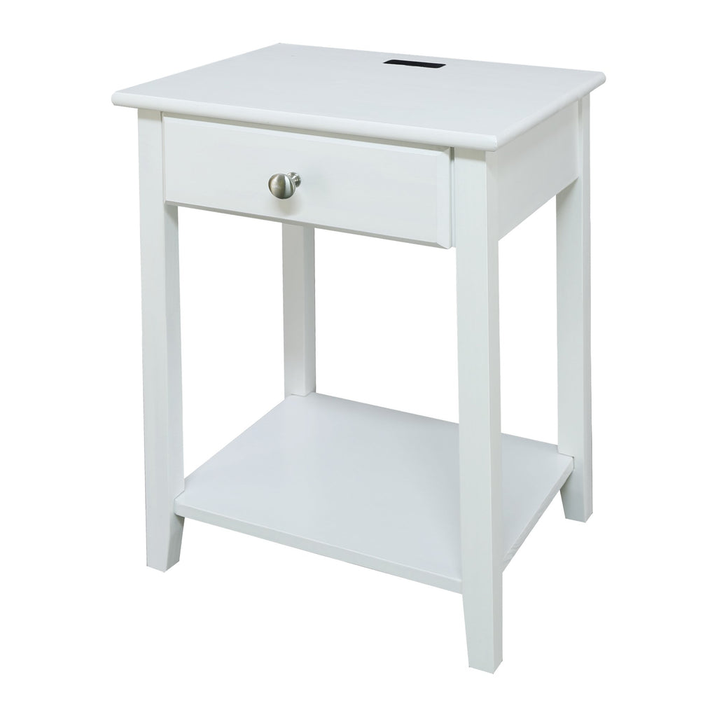 Casual Home Owl Night Stand with USB Port Charging Station and Drawer, 17.5"W x 14.25"D x 24.5"H, Warm Brown