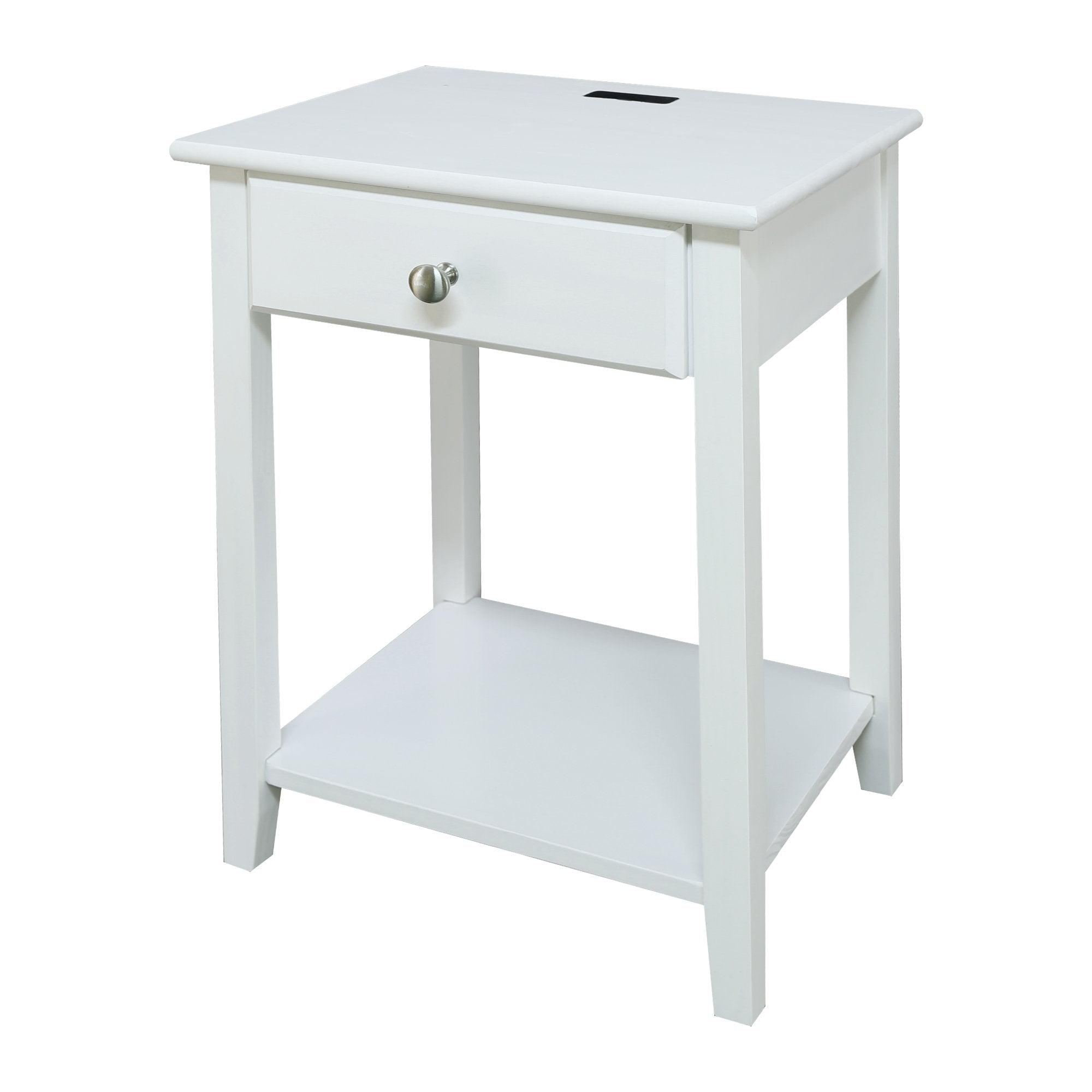 Casual Home Owl Night Stand with USB Port Charging Station and Drawer, 17.5"W x 14.25"D x 24.5"H, Warm Brown
